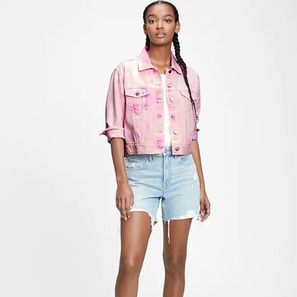 Gap pink denim jean jacket XS XSmall 0 2 - Picture 2 of 11